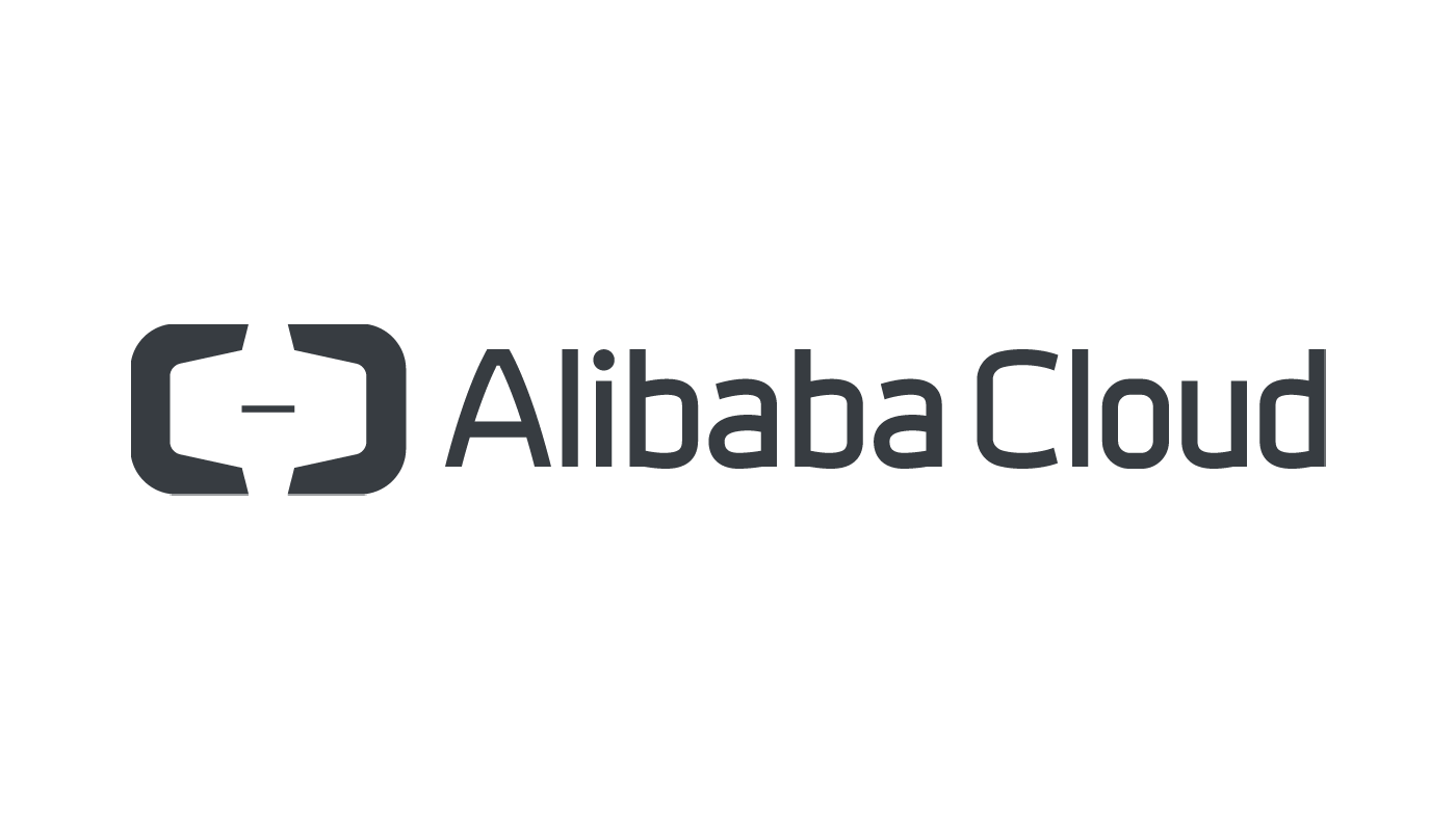 Alibaba Cloud logo: gray stylized bracket with 