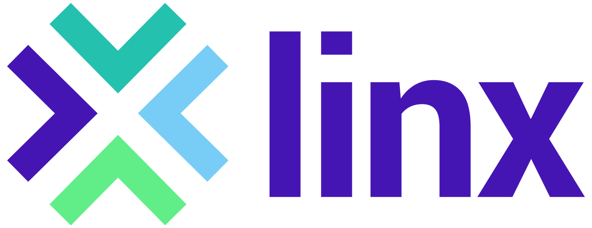 Logo for Linx, featuring a colorful geometric shape and the word