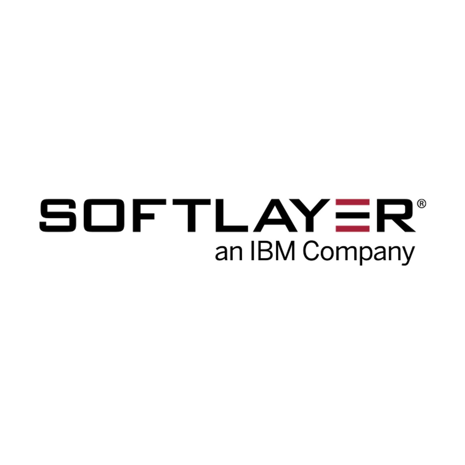 SoftLayer logo: Black text, 