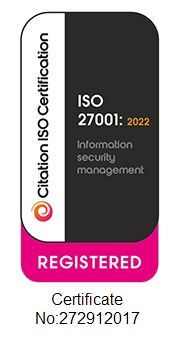 ISO 27001:2013 certification badge, registered, with the Citation ISO Certification logo.