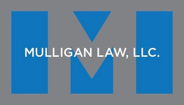 Blue logo with “MULLIGAN LAW, LLC.” text and a stylized M on a gray background