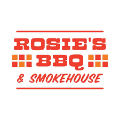 Rosie’s BBQ & Smokehouse logo in red and orange on a white background
