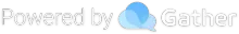 Light blue Powered by Gather logo and text on a white background