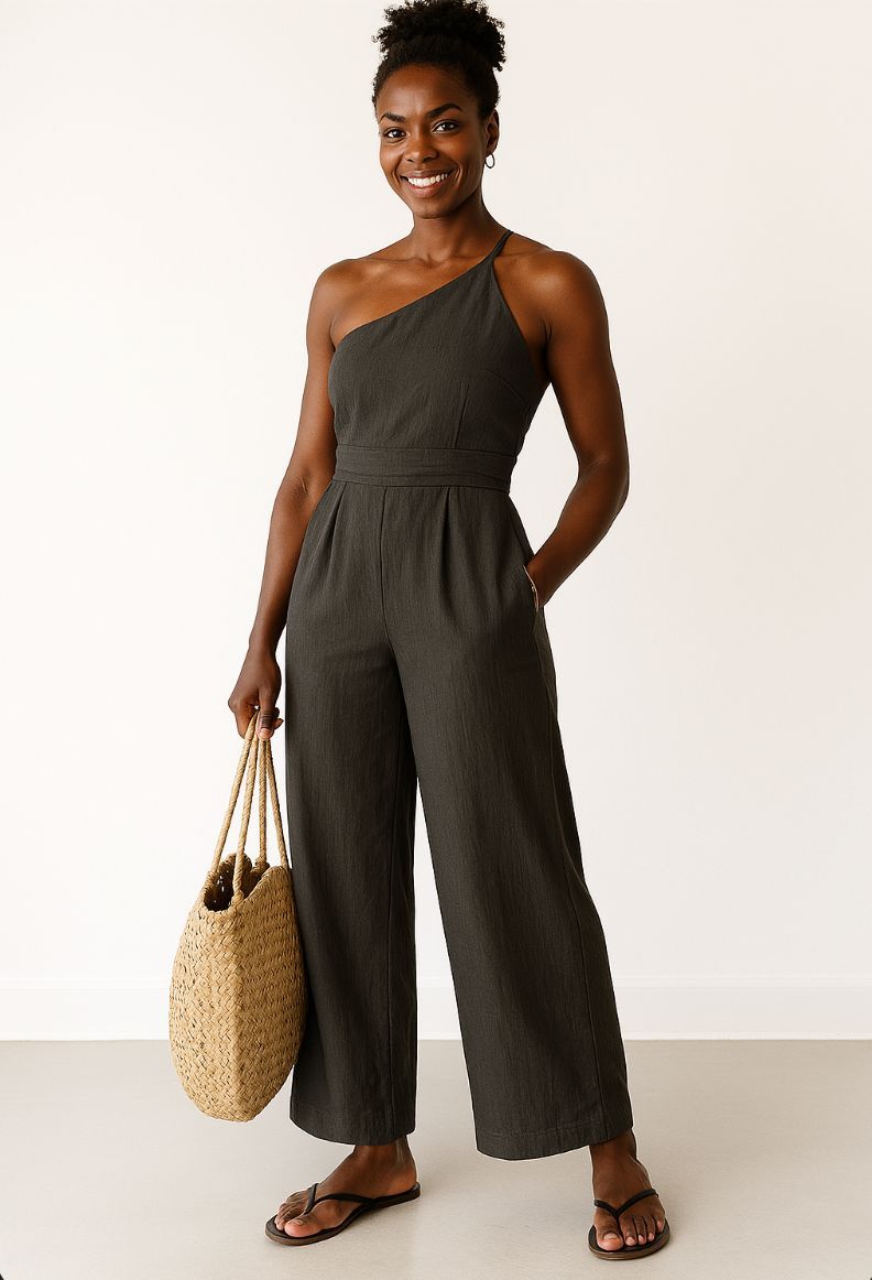 オールインワン・サロペット Sandy Dots One-Shoulder Jumpsuit BeFit One-Shoulder Jumpsuit - Blue Snake – Shopping with Claudia