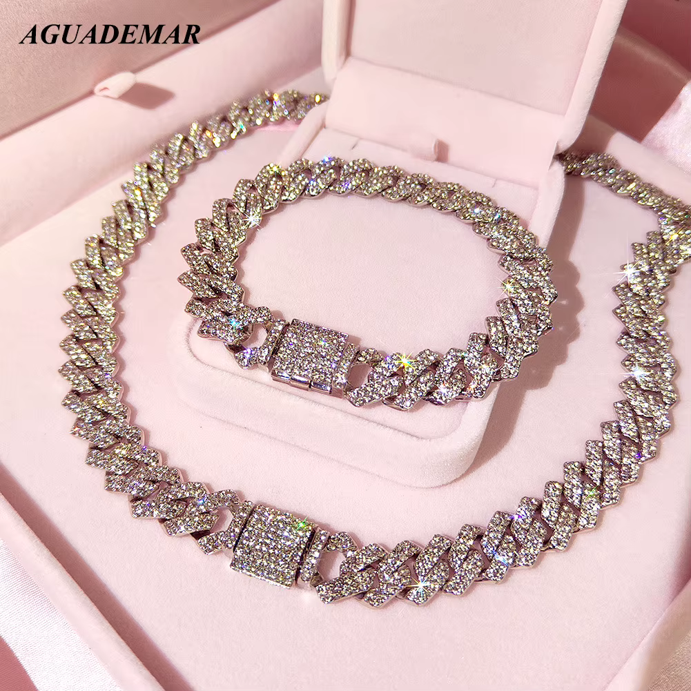 Pink jewelry box with a diamond necklace and bracelet on a soft pink background