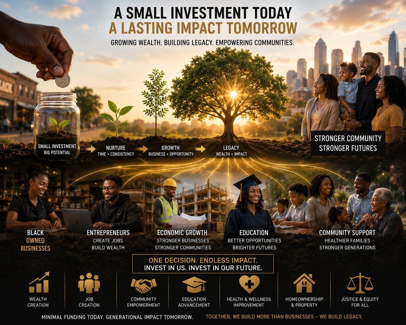 African American investing in Community, Education Advancement, Homeownership, Group Economics