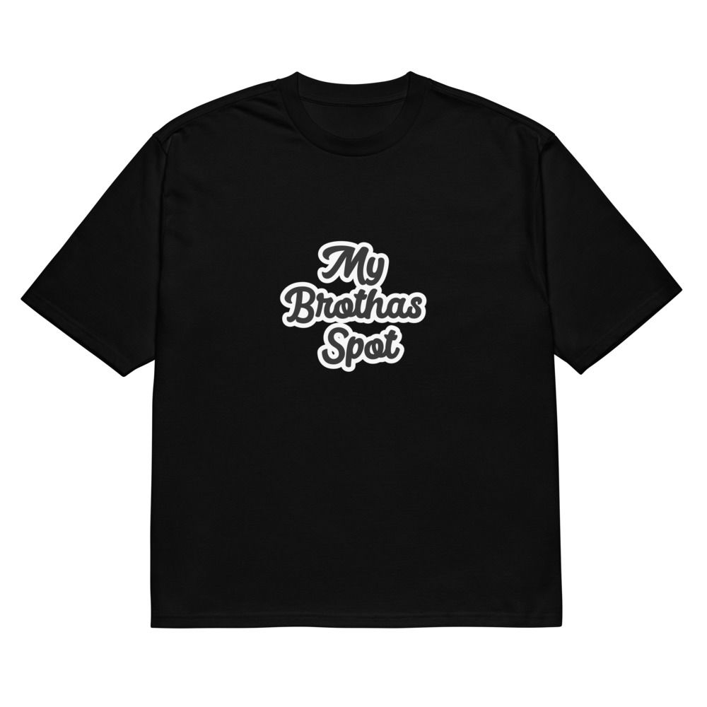 Black T-shirt with white “My Brothers Spot” text centered on the chest