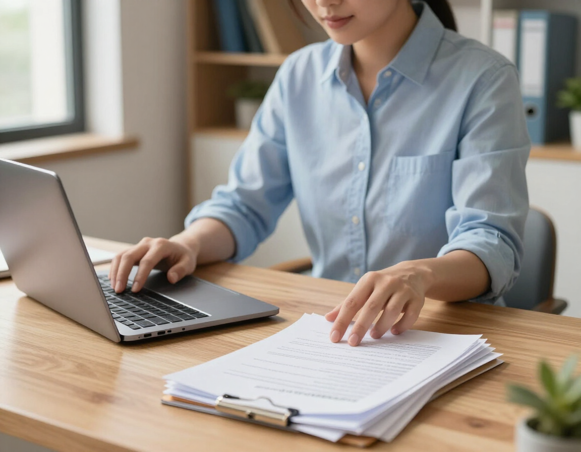 Business owner organizing financial documents