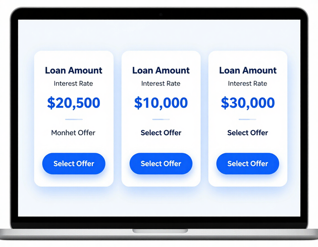 Loan offer comparison interface mockup