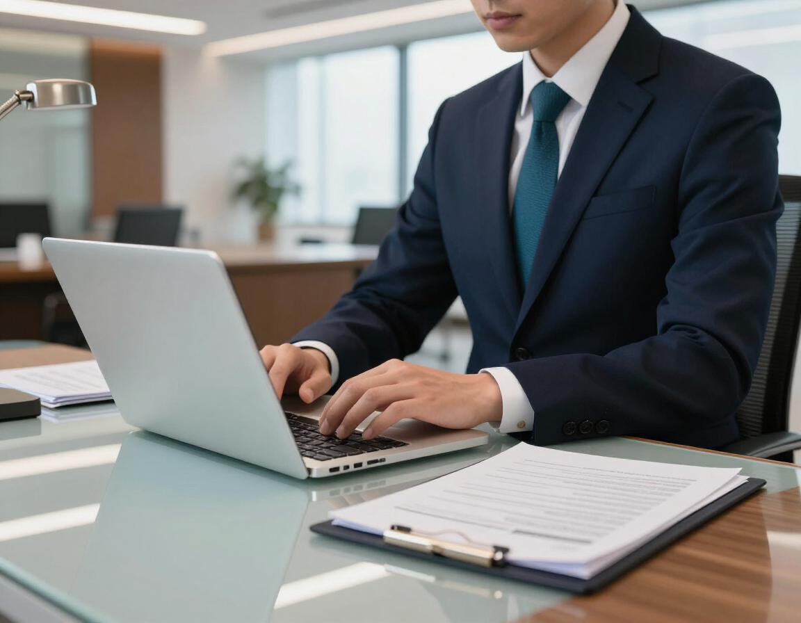 Finance professional at a desk