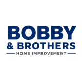 Bobby & Brothers Home Improvement logo in navy blue text with a house-inspired line accent