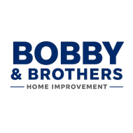 Bobby & Brothers Home Improvement logo in navy blue text with a house-inspired line accent