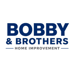 Bobby & Brothers Home Improvement logo in navy blue text with a house-inspired line accent