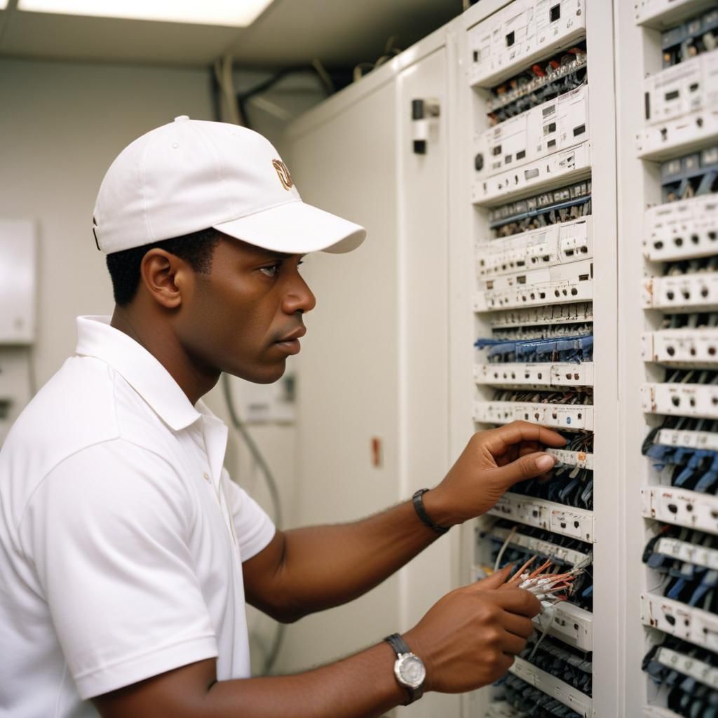 A technician is working on a server