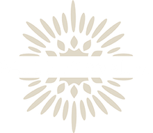 Cream-colored decorative burst, split in two, with space for text in the middle.