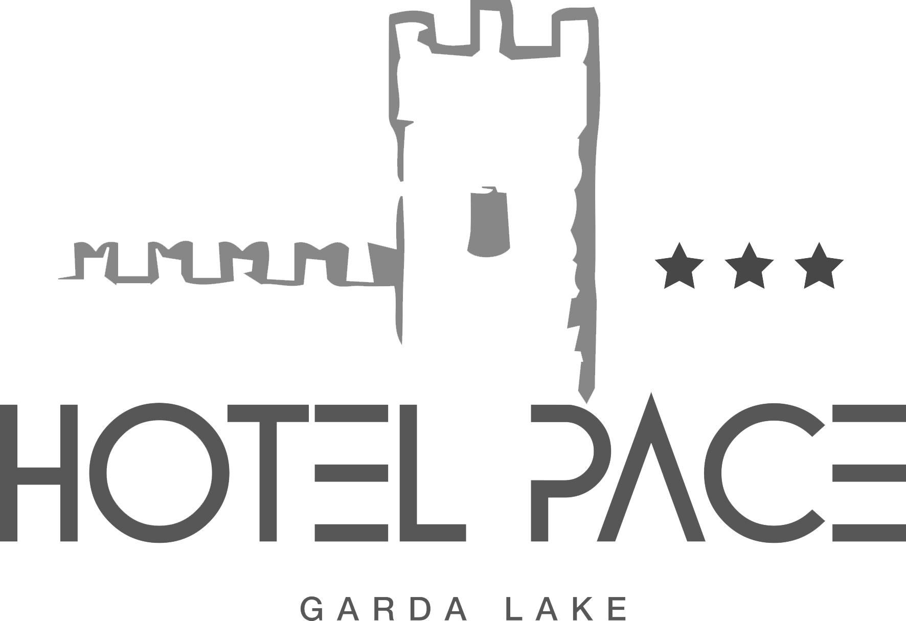 Hotel Pace Garda Lake logo with castle icon and three stars