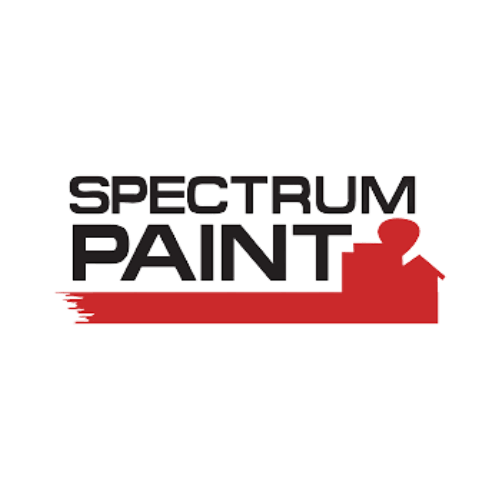 The logo for spectrum paint is red and black with a brush.