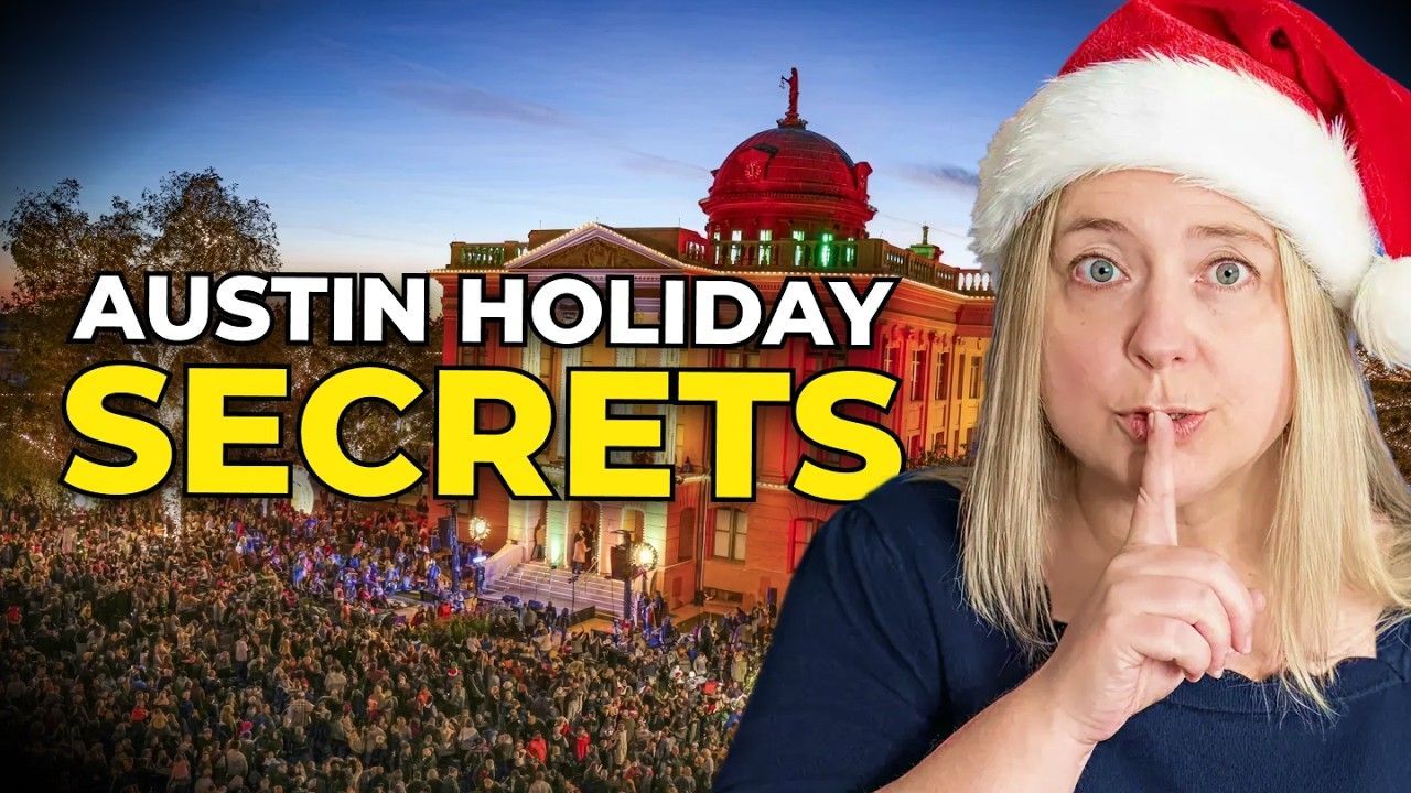 Woman in Santa hat gestures