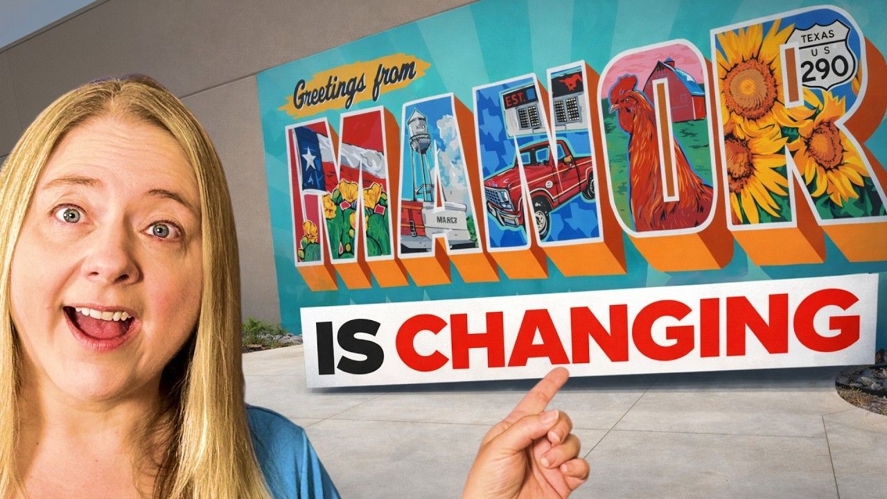 Woman holding a thumbnail-style sign reading “HIDING FACES IS CHANGING” with colorful letters.