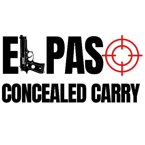 Logo for El Paso Concealed Carry with a handgun, target reticle, and text.