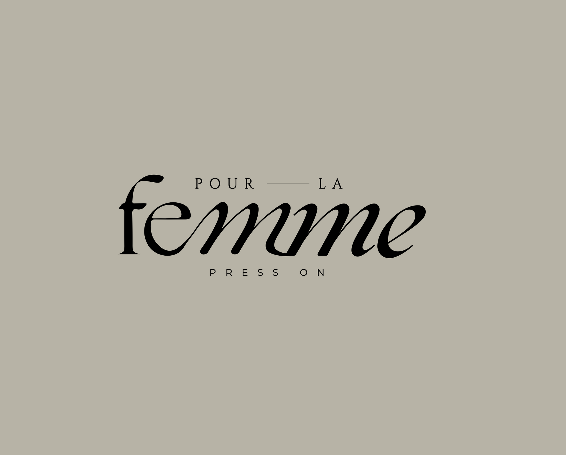 Logotipo minimalista de color beige con texto estilizado en negro que dice