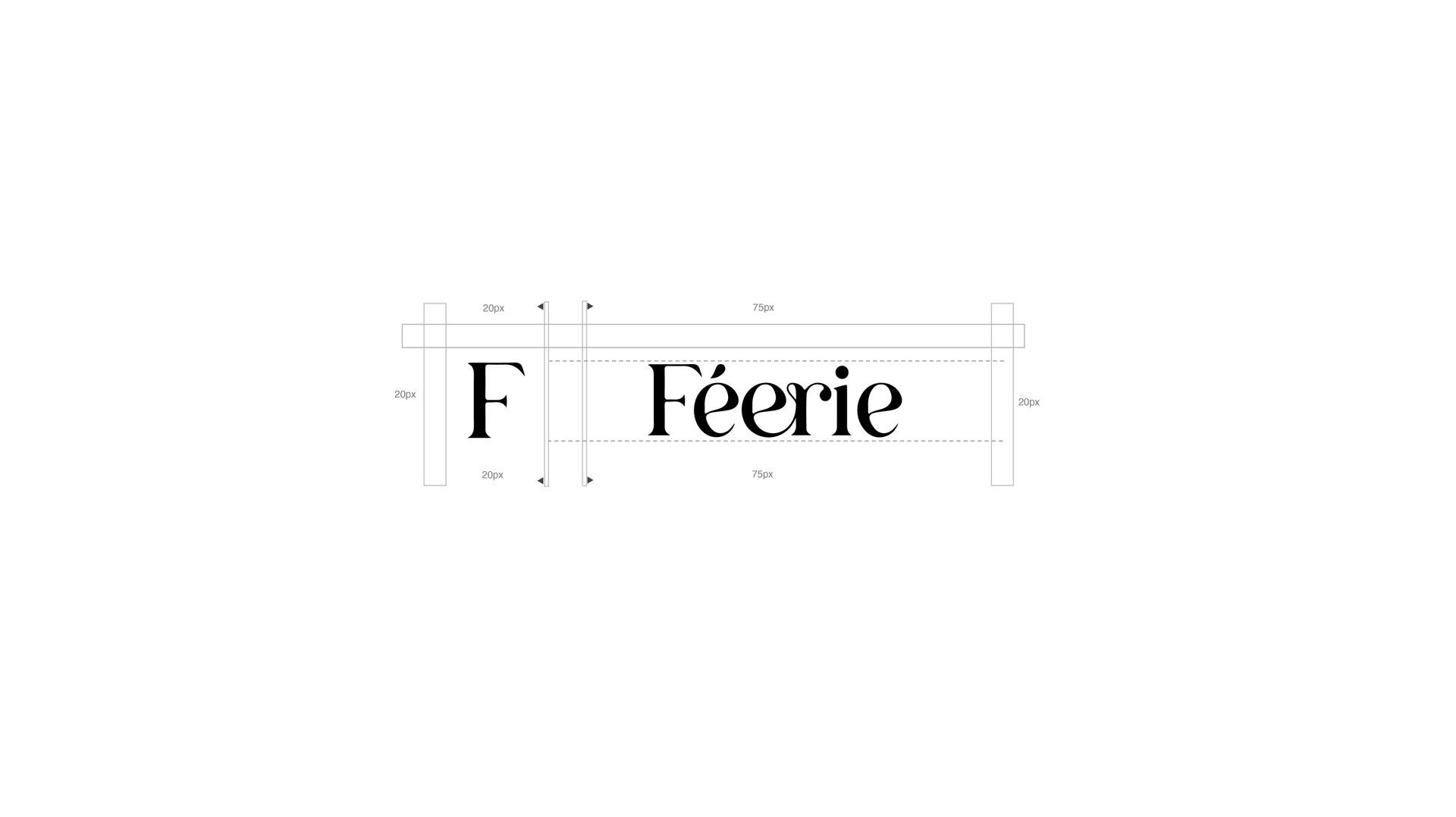 Logotipo negro con serifa, una “F” estilizada y la palabra “Ferie” sobre fondo blanco.