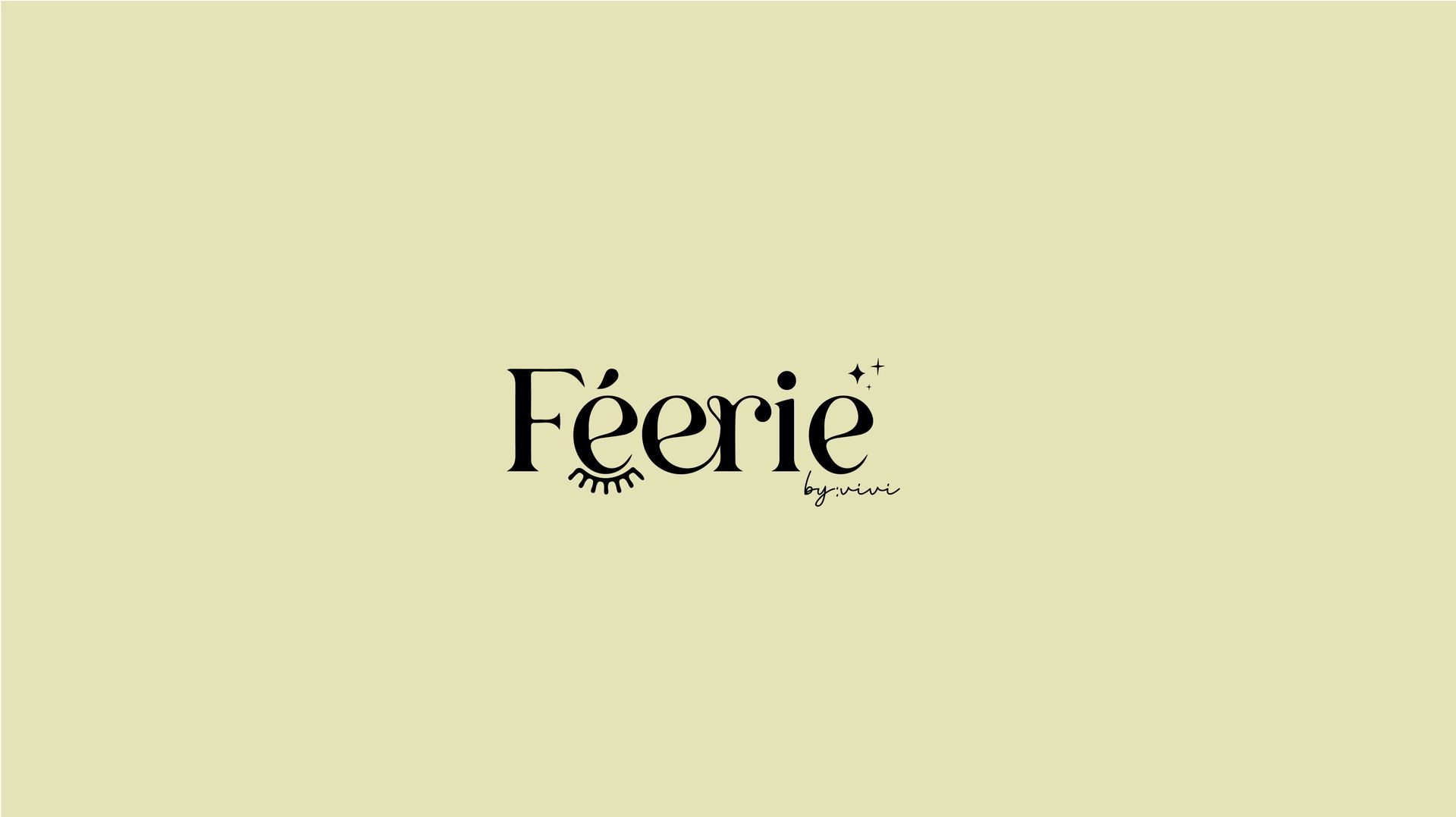 Texto estilizado en negro con la palabra “Féerie” centrado sobre un fondo amarillo pálido.