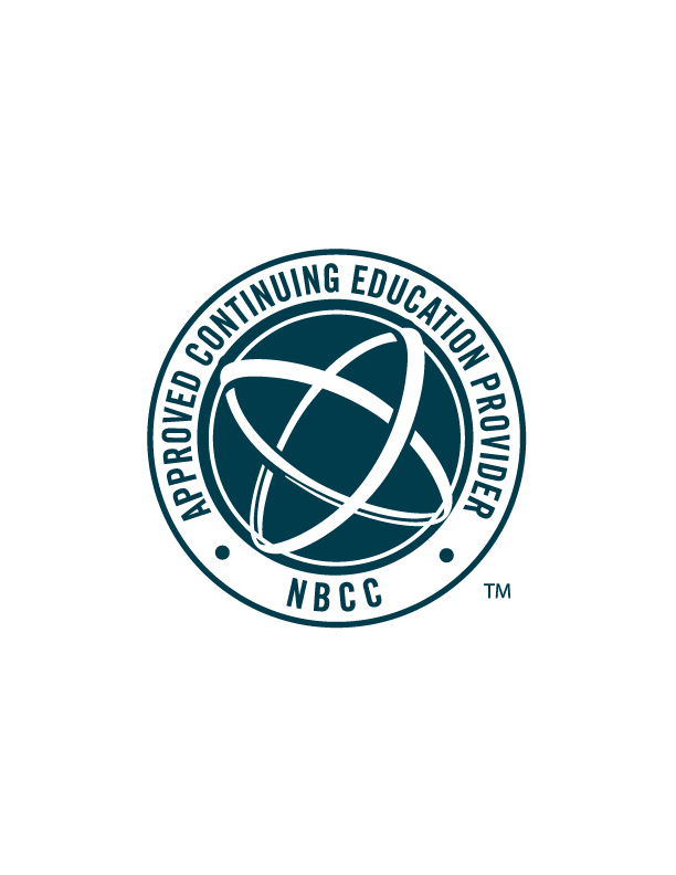 Circular blue and white ACEP logo. Around the edge of the circle are the words 'NBCC Approved Continuing Education Provider'