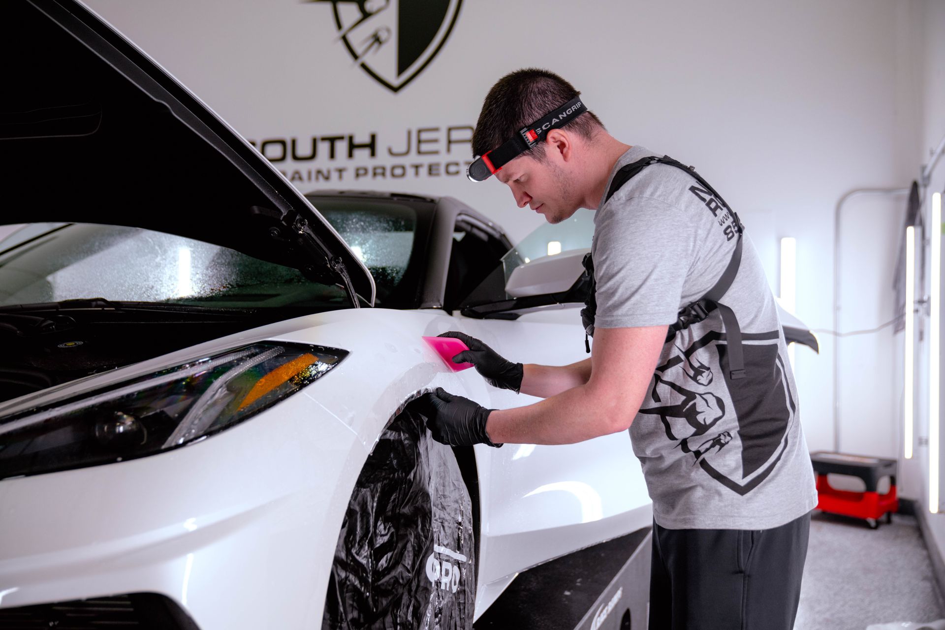 Corvette C8 getting paint protection film (PPF) and ceramic coating installed