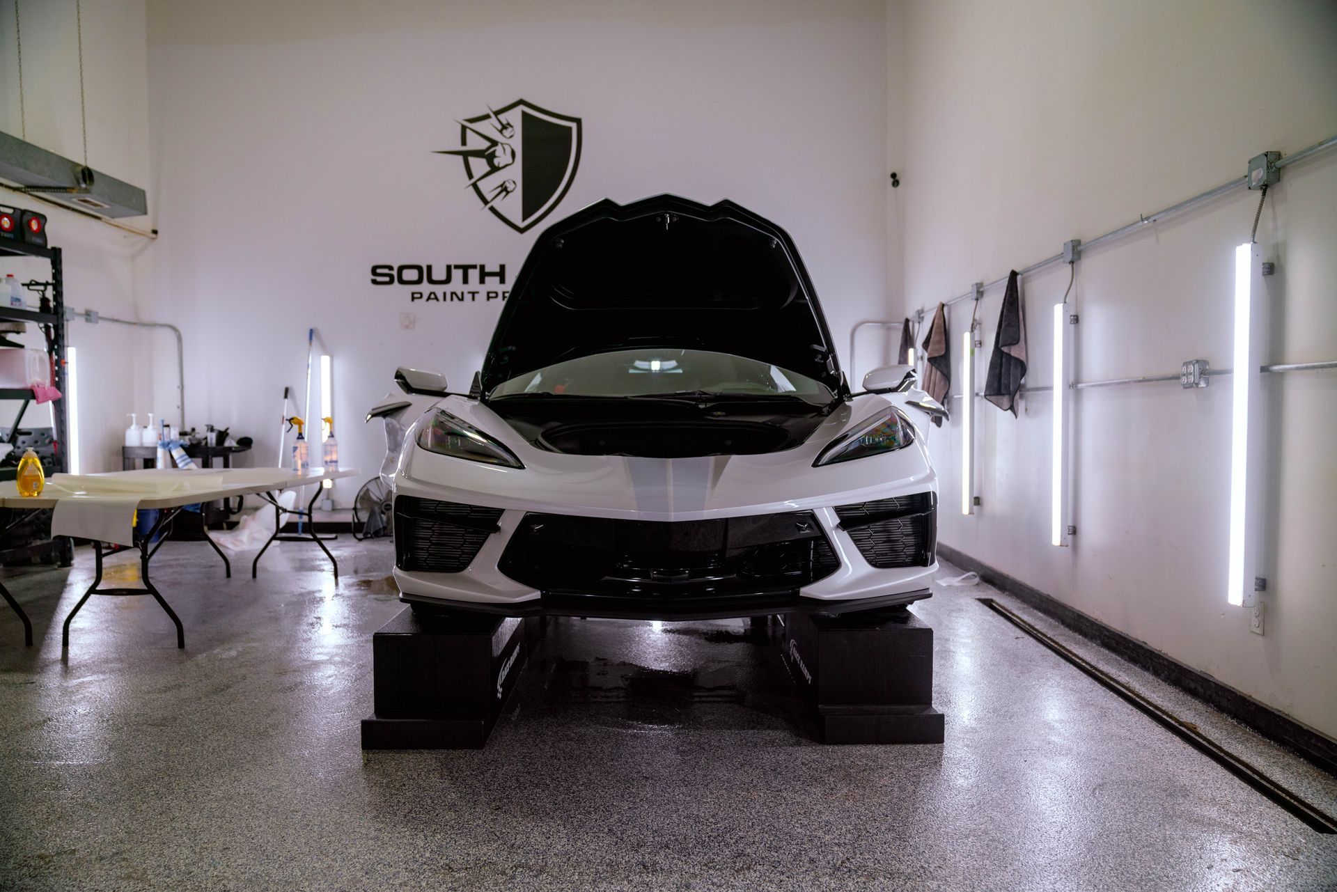Corvette C8 getting paint protection film (PPF) and ceramic coating installed