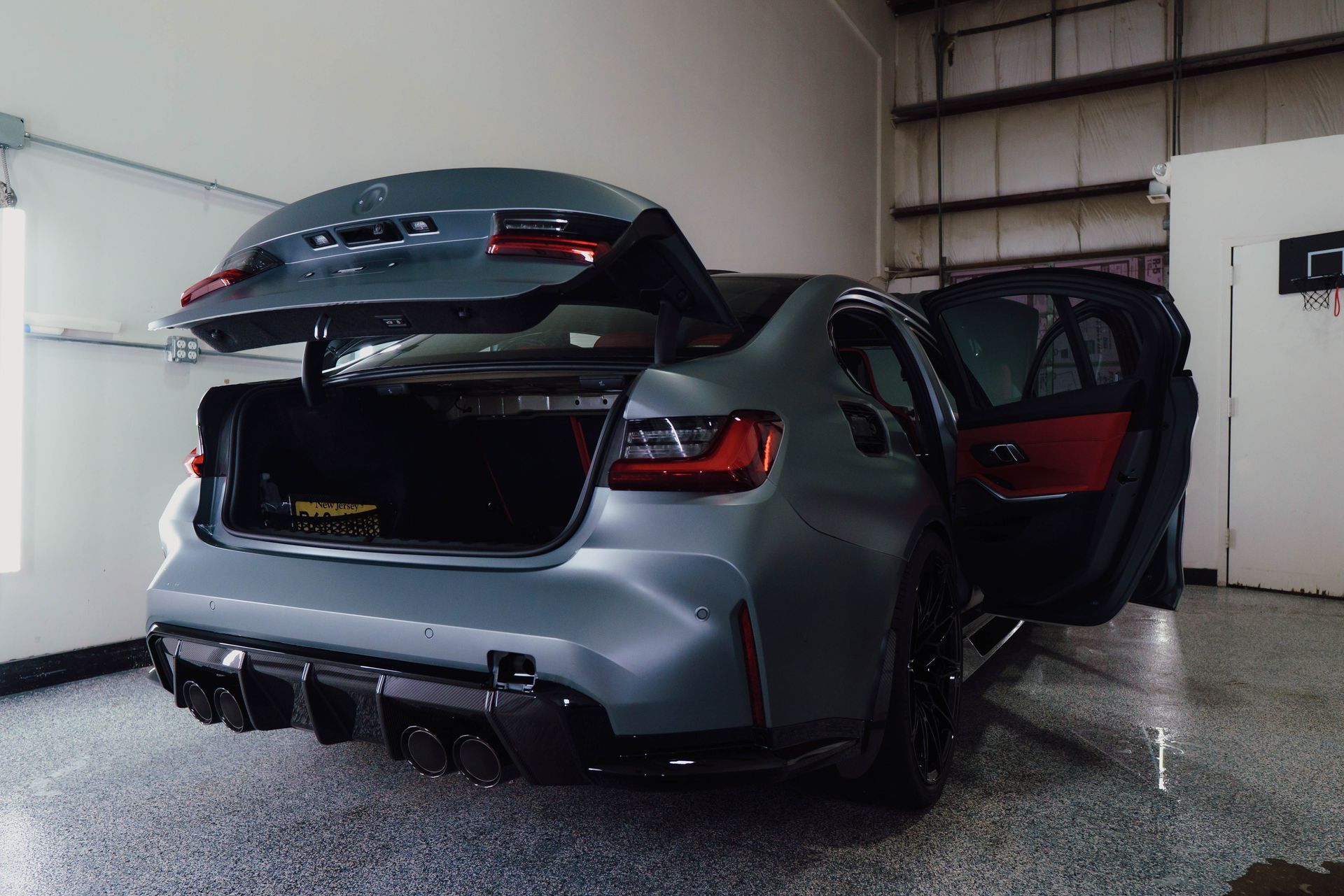 BMW M3 Competition in Frozen Gray getting matte paint protection film (PPF), ceramic coating, and window tint installed