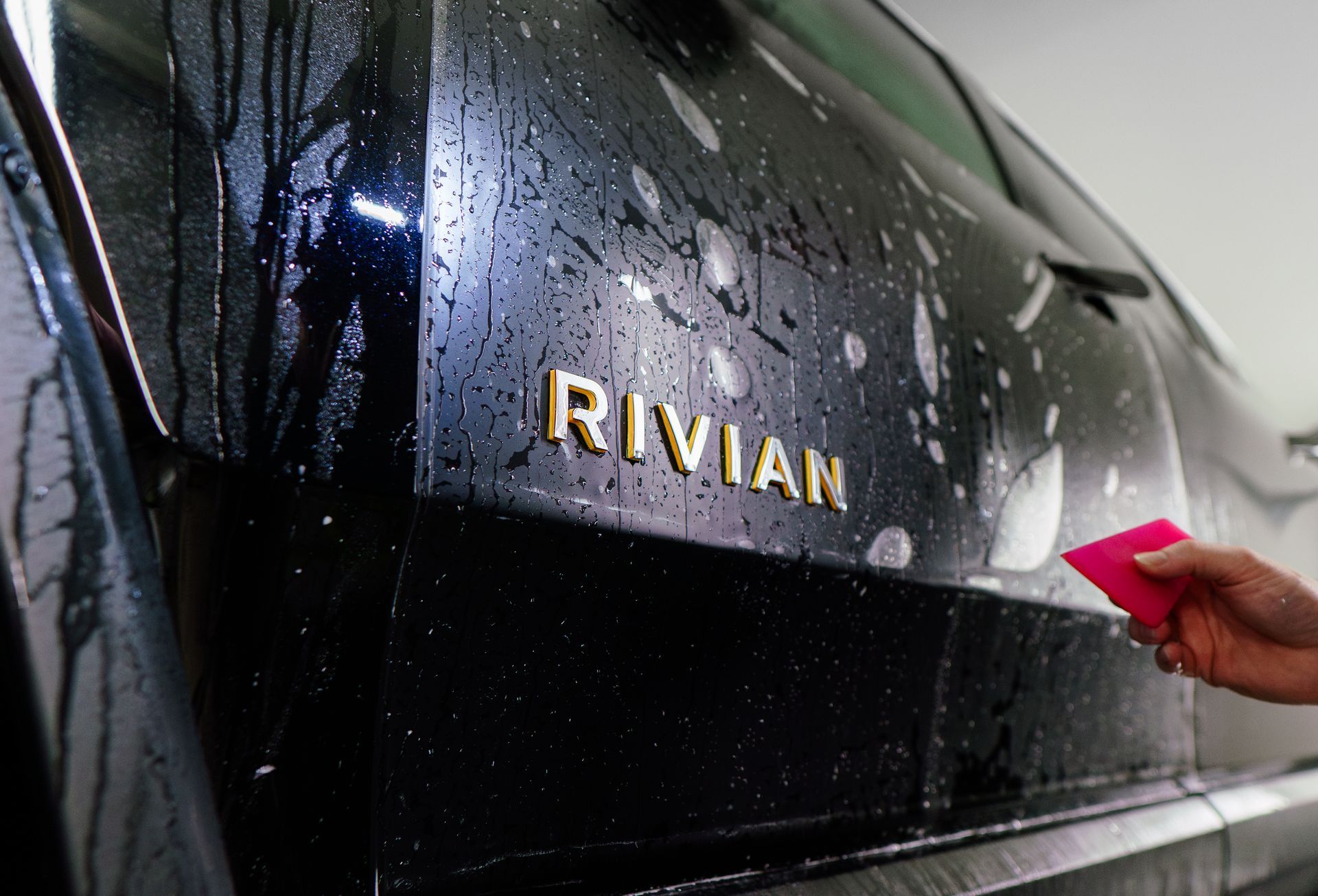 Rivian R1S getting full body matte paint protection film application by Suntek and a ceramic coating application by GTECHNIQ