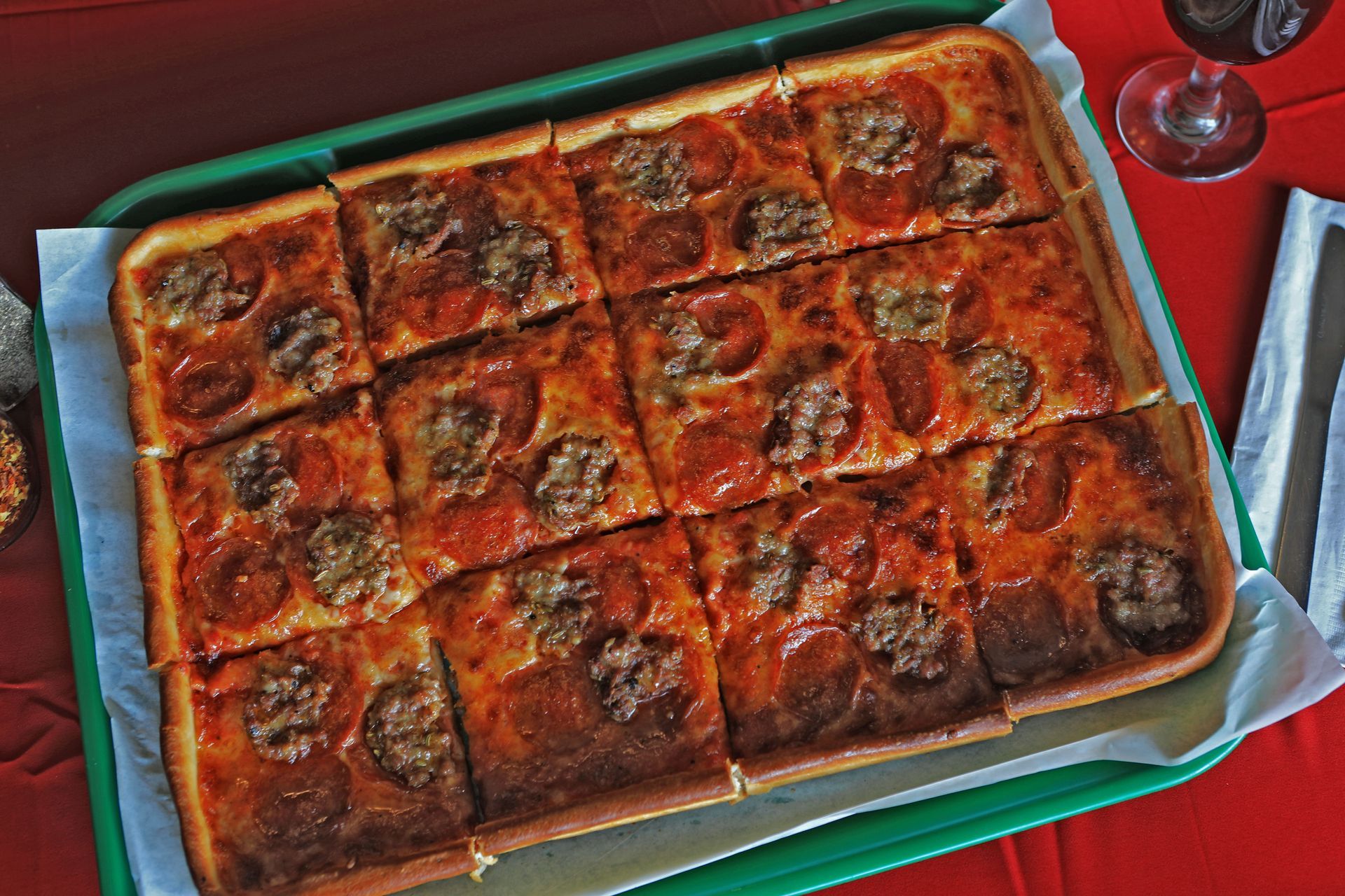 Green Peppers on Pizza — Northfield, OH — Farinacci Pizza LLC