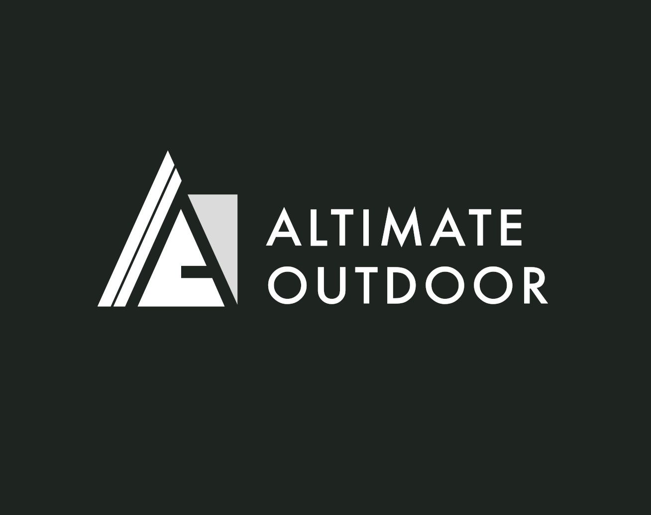 Logo of Ultimate Outdoor: stylized white triangle with diagonal stripes and a letter