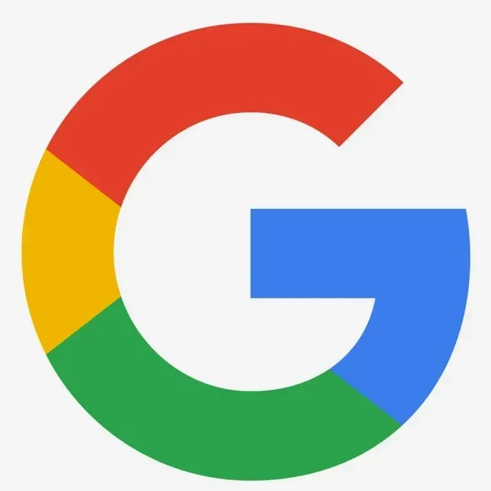 A colorful google logo on a white background