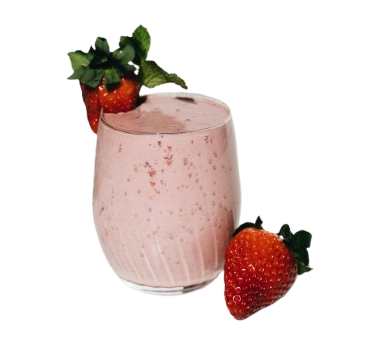 Strawberry Smoothie in A Glass, Garnished with Strawberries — Mod Thai Shoal Bay In Nelson Bay, NSW