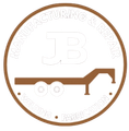 Brown circular logo with white text and graphic: "JB" over a trailer. "Manufacturing & Repair" at the top, "Welding &bull; Fabrication" at the bottom.