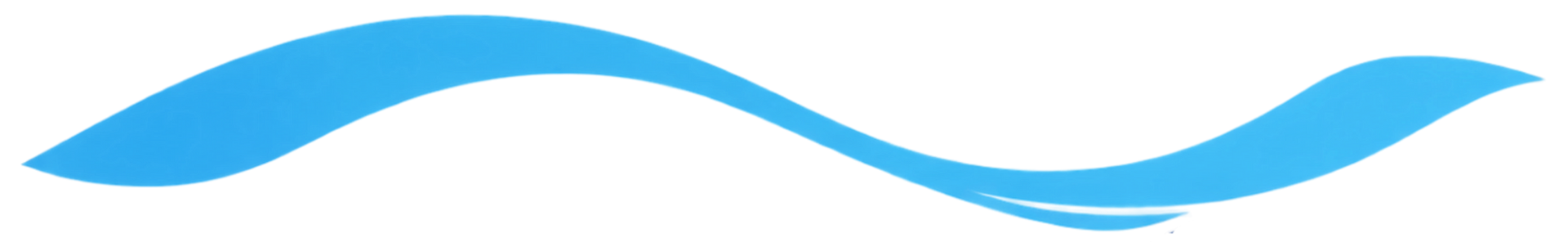 Blue wave-shaped ribbon banner on a white background