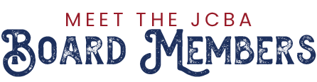 A logo that says meet the jcba board members