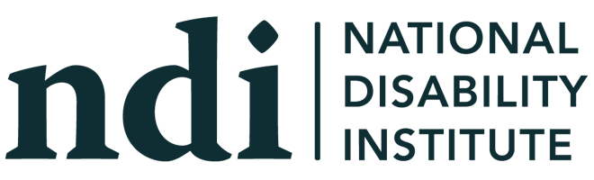 National Disability Institute logo with dark green “ndi” and text in black and green.
