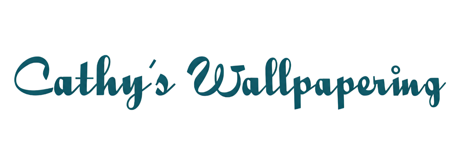 Cathy’s Wallpapering logo in teal script on a white background