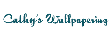 Cathy’s Wallpapering logo in teal script on a white background