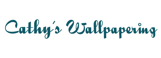 Cathy’s Wallpapering logo in teal script on a white background