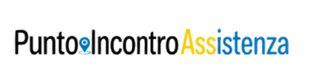 Logo con la scritta “PuntoIncontroAssistenza” in nero, blu e giallo su sfondo bianco.
