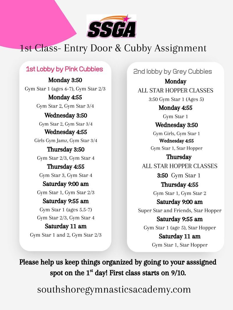 Cubby assignments