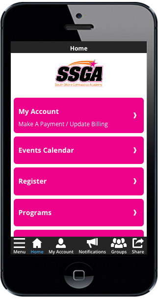 Mobile phone app home screen: 