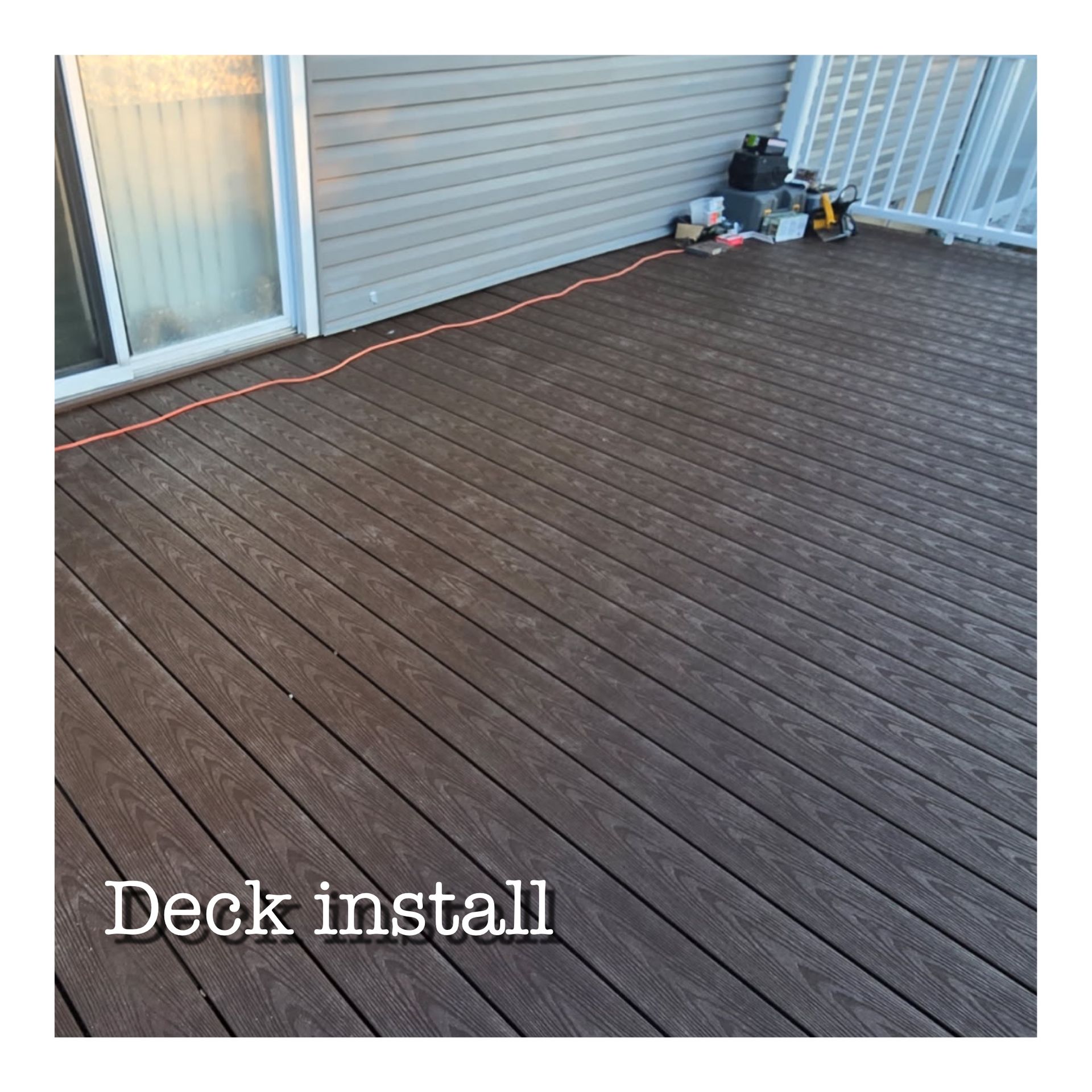A picture of a deck with the words deck install on it