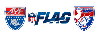 NFL Flag football logo with AYF logos on the sides.
