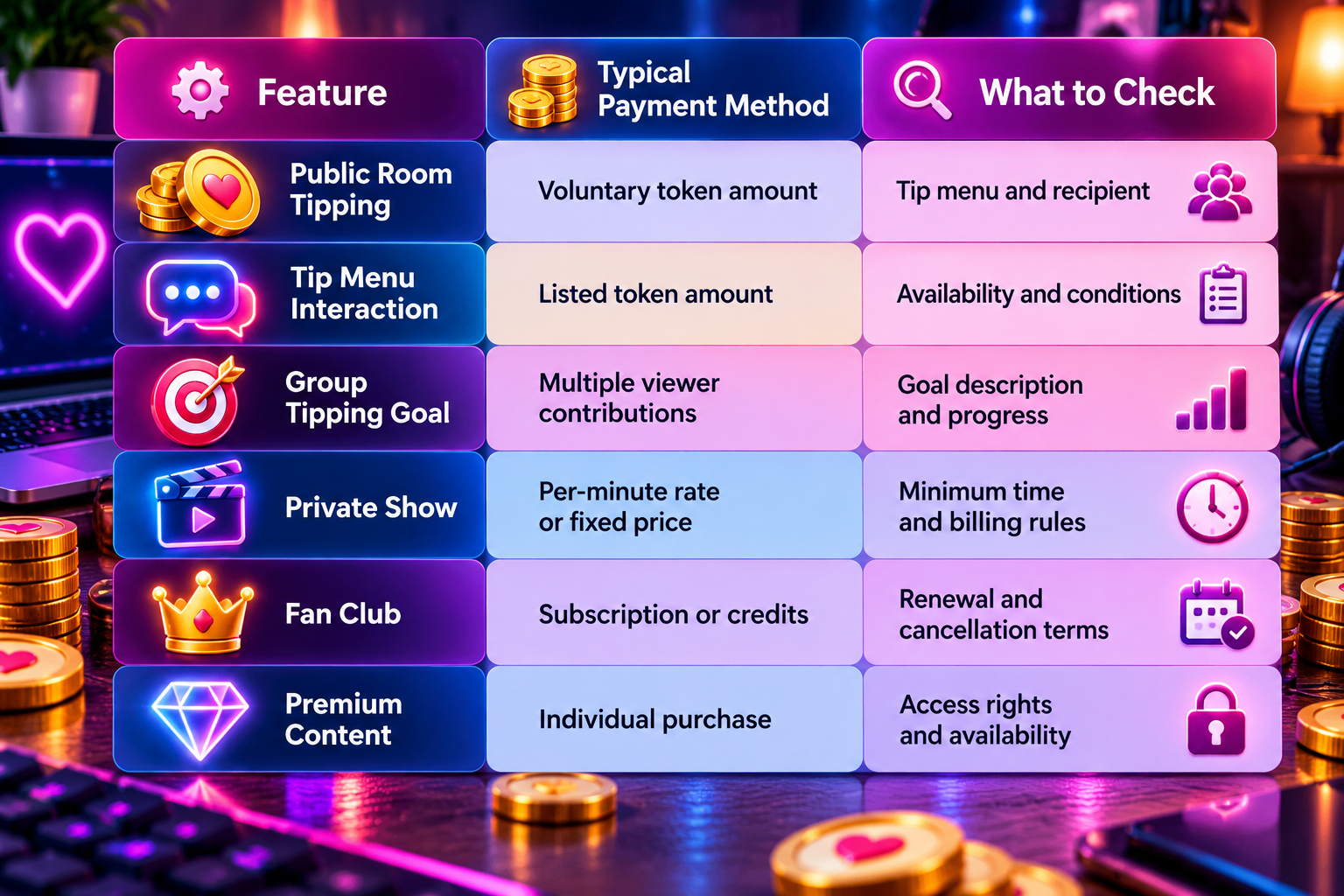 Comparing common live cam payment features | Cams.com