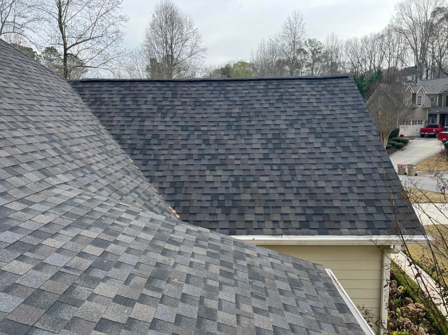 Residential roof replacement in Buford, GA, showcasing high-quality materials and professional installation for long-lasting protection.